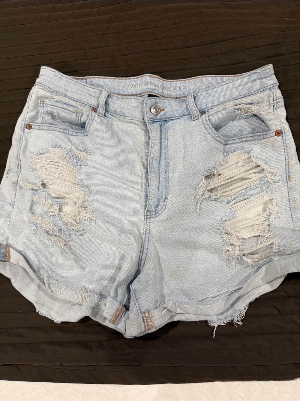 American Eagle Outfitters Light Blue Distressed Denim Shorts - 14